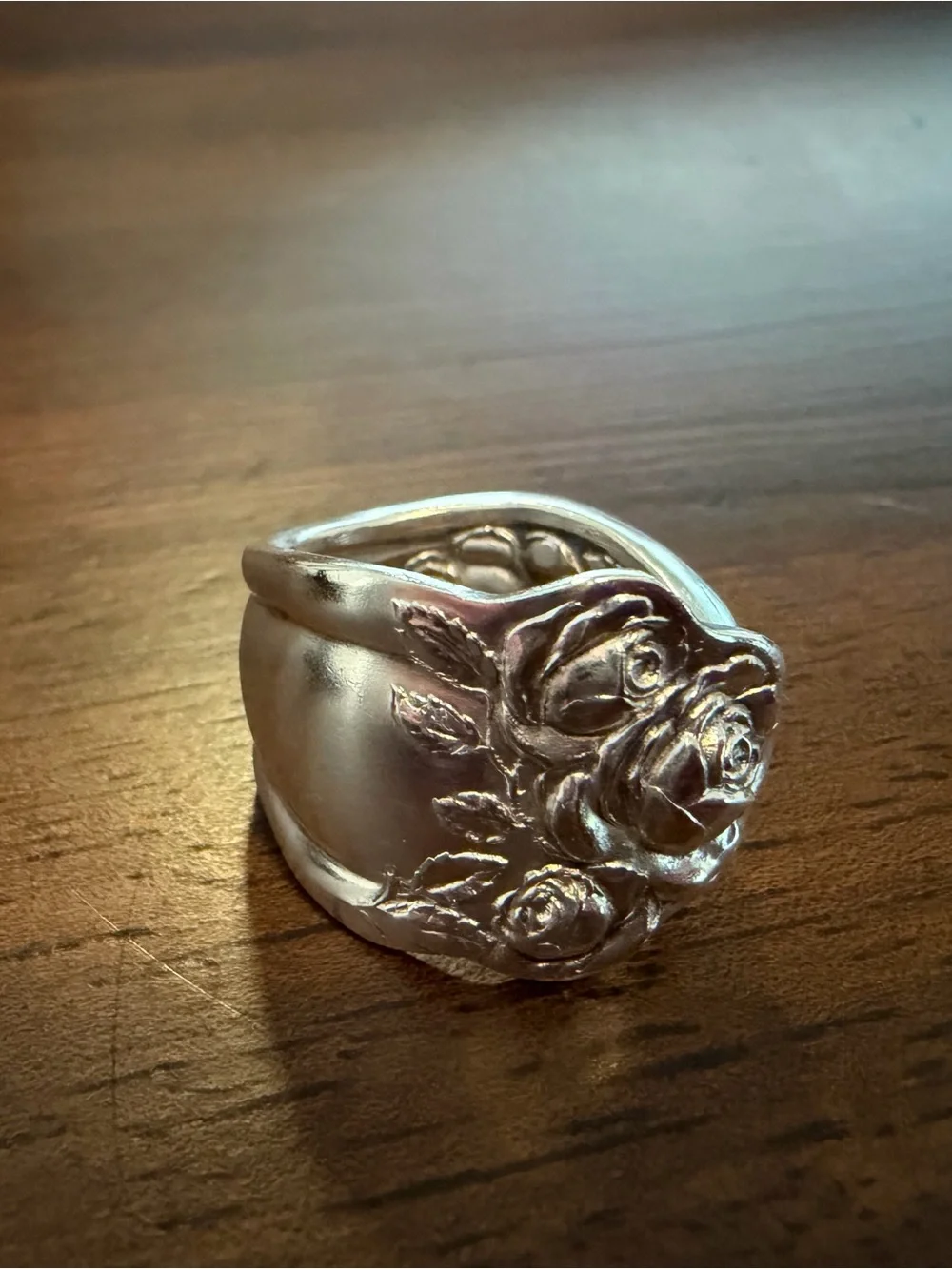 American Beauty Rose Silverware Ring